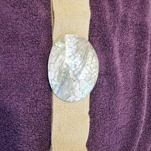 Wide Stretch Belt w/ Shell Accent Buckle